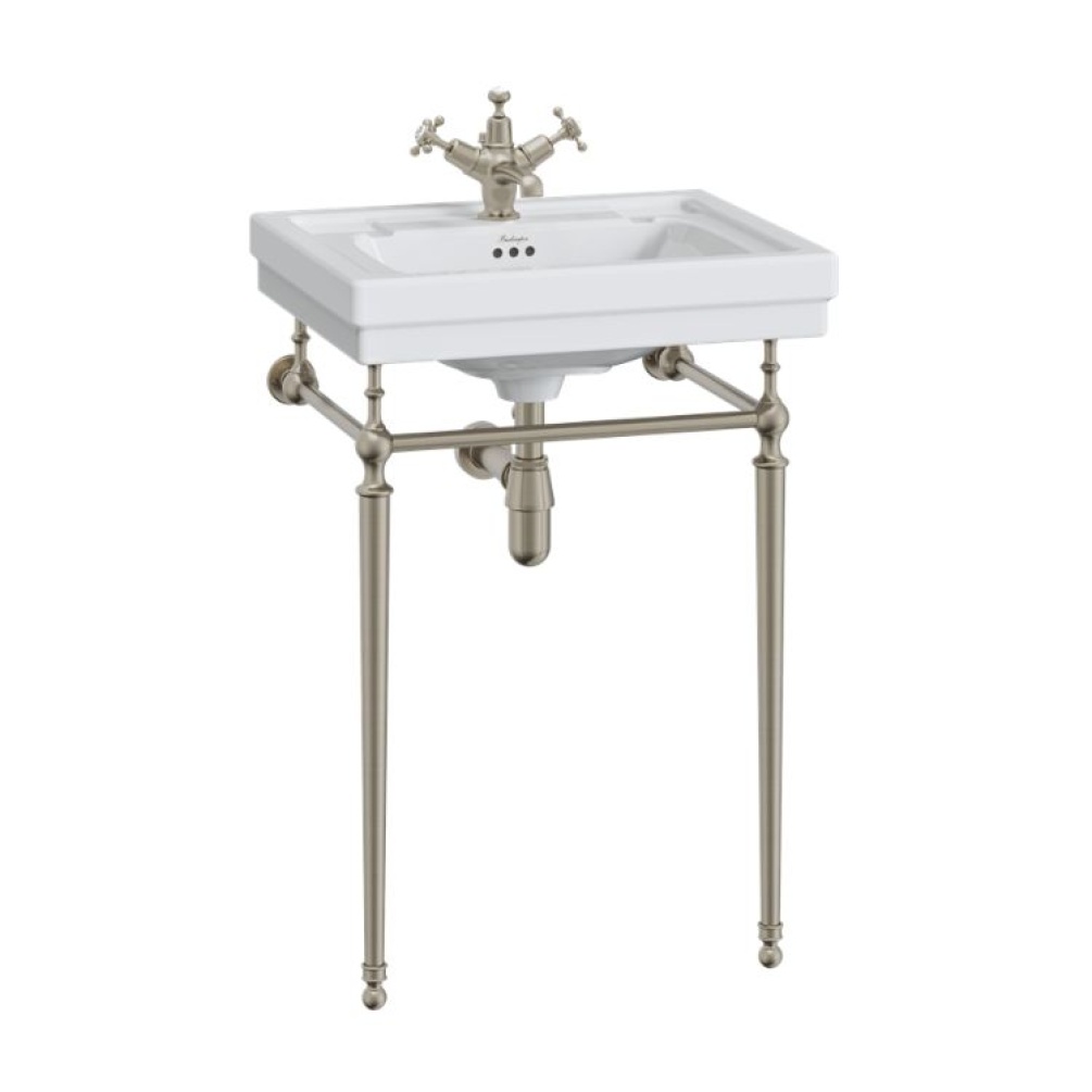 Product Cut out image of the Burlington Contemporary 580mm Basin & Brushed Nickel Washstand